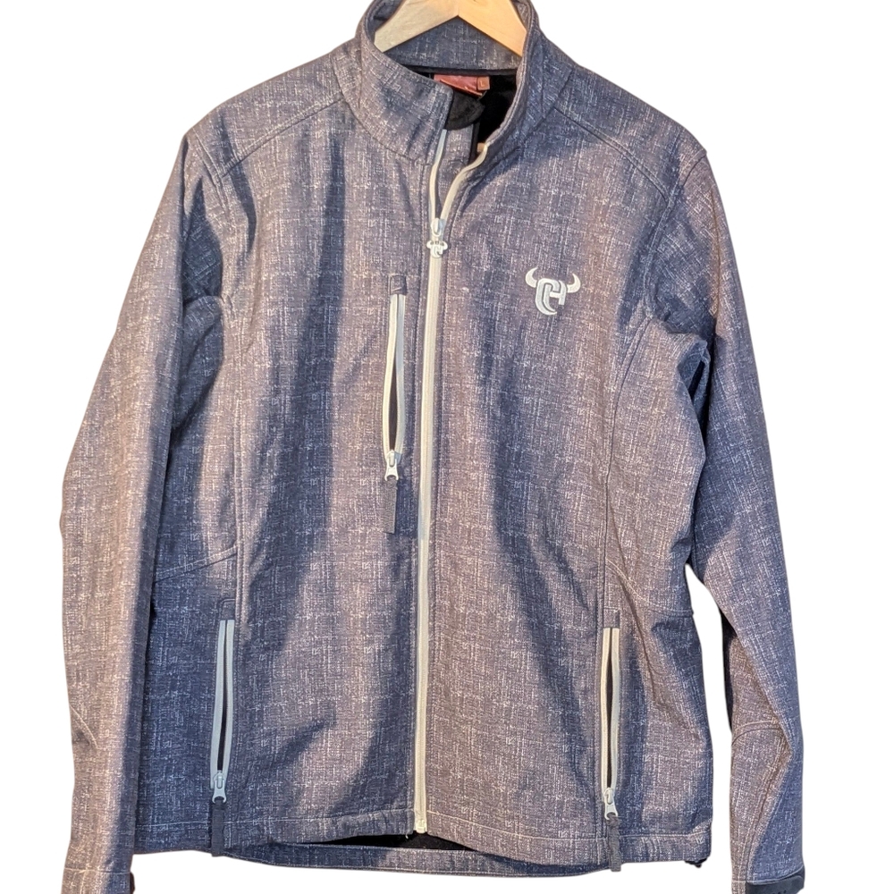 Cowboy Hardware Men's Gray Softshell Jacket Large Full Zip Western